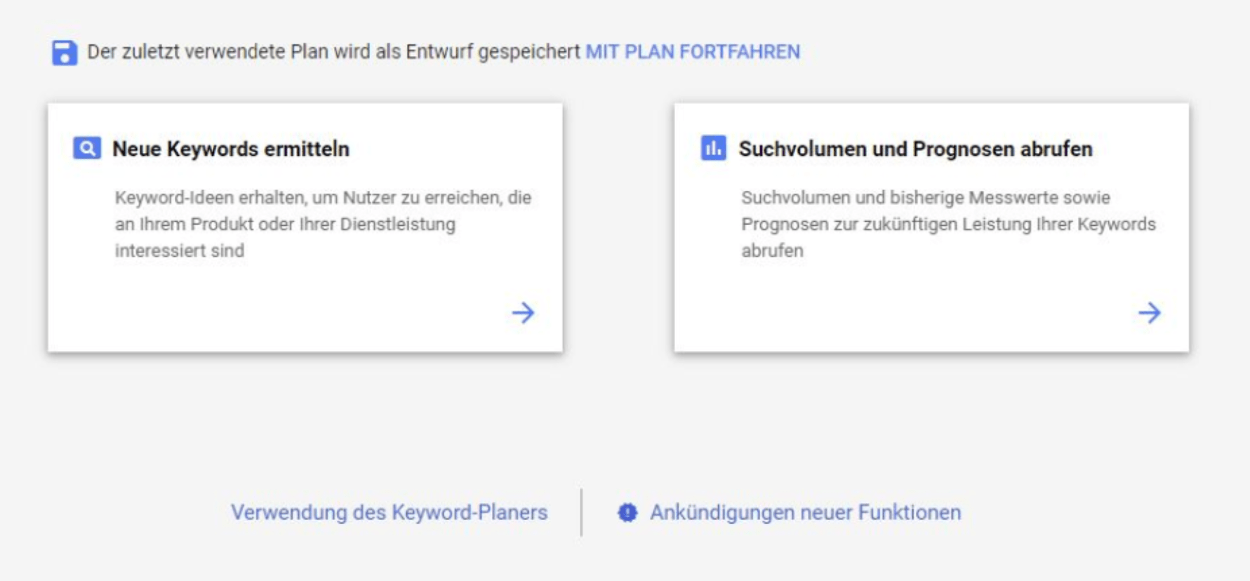 Google Keyword Planner - Anleitung Schritt 1