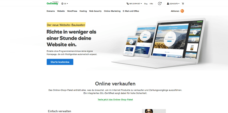 Firmenhomepage erstellen mit GoDaddy Schritt 1.1