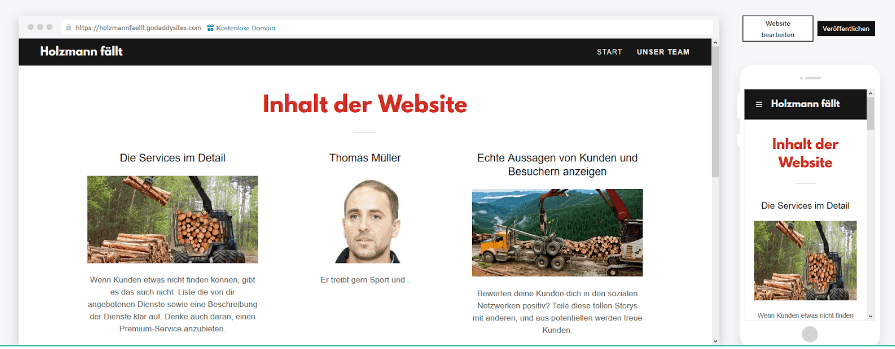 Firmenhomepage erstellen mit GoDaddy Schritt 7.2