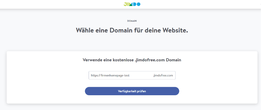 Firmenhomepage erstellen mit Jimdo Schritt 2: Domain wählen