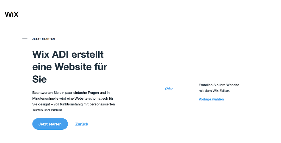 Firmenhomepage erstellen mit Wix Schritt 2: Editor wählen