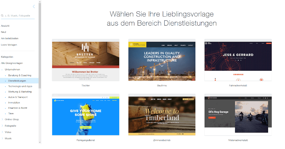 Firmenhomepage erstellen mit Wix Schritt 3: Design festlegen