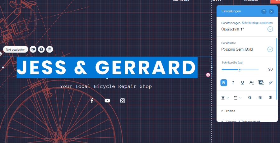 Firmenhomepage erstellen mit Wix Schritt 4: Elemente anpassen