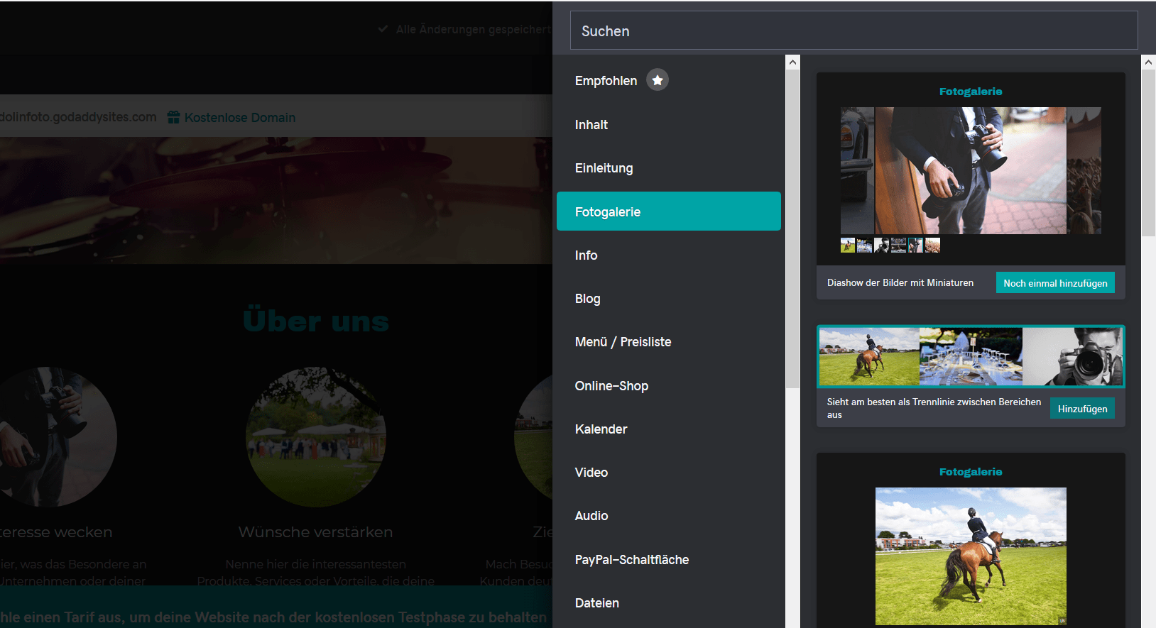 Fotogragrafie Website erstellen mit GoDaddy Schritt 5.2