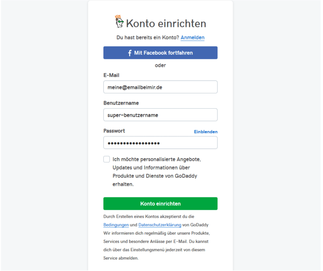 Professionelle Website erstellen mit GoDaddy - Anleitung Schritt 1