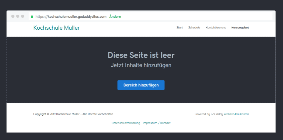 Professionelle Website erstellen mit GoDaddy - Anleitung Schritt 10