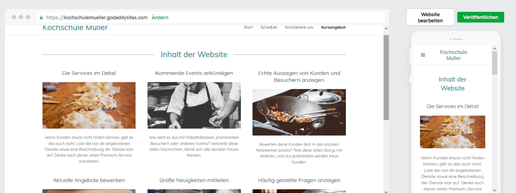 Professionelle Website erstellen mit GoDaddy - Anleitung Schritt 17