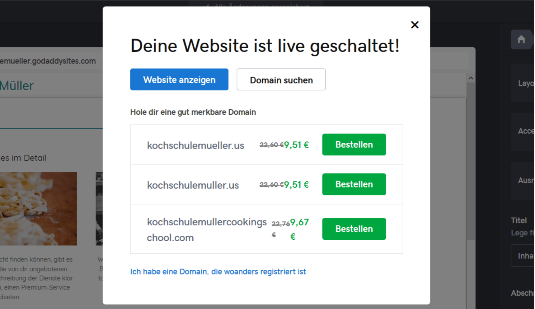 Professionelle Website erstellen mit GoDaddy - Anleitung Schritt 19