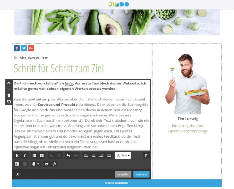 Professionelle Website erstellen mit Jimdo - Anleitung Schritt 4