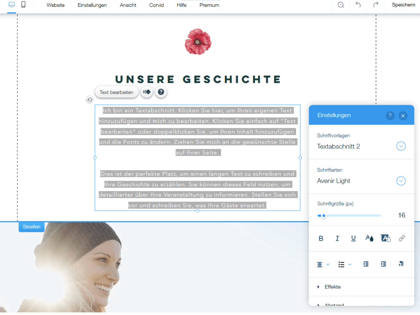 Hochzeitshomepage erstellen mit Wix Schritt 6