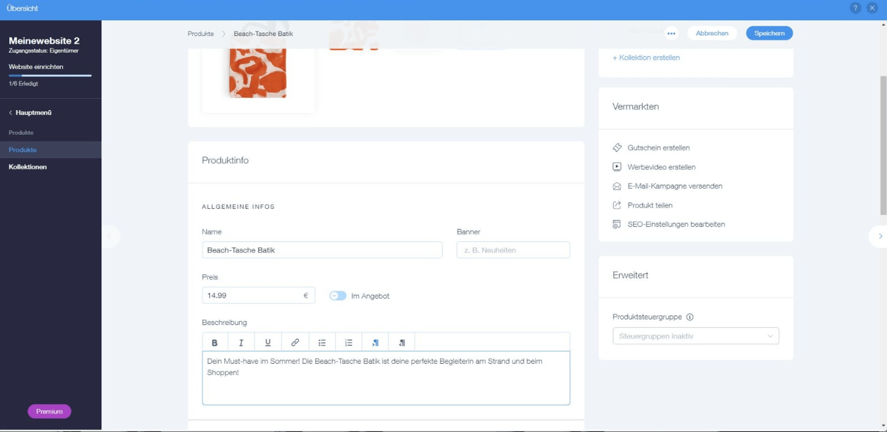 Eigenen Online-Shop erstellen mit Wix - Anleitung Schritt 10