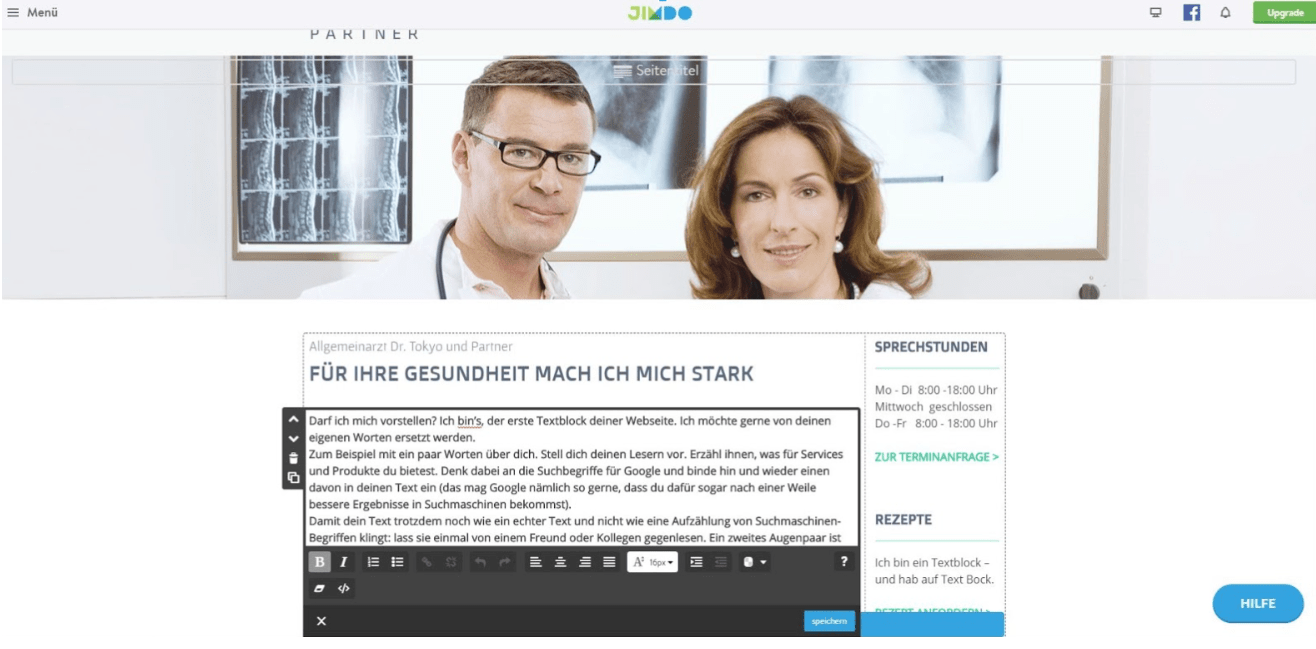 Website für Ärzte erstellen mit Jimdo - Anleitung Schritt 9