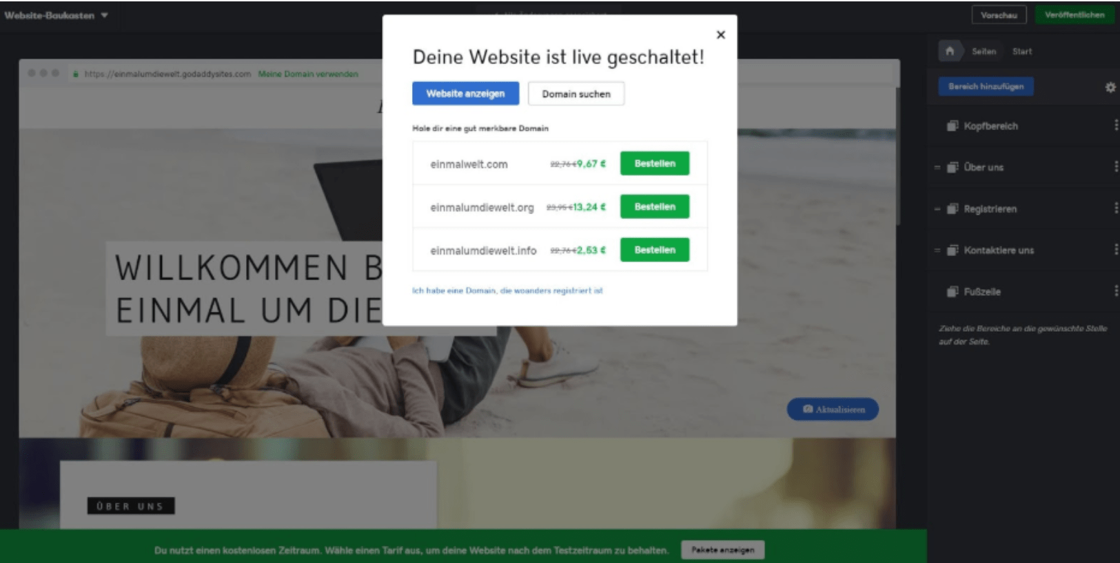 Website programmieren mit GoDaddy - Anleitung Schritt 8