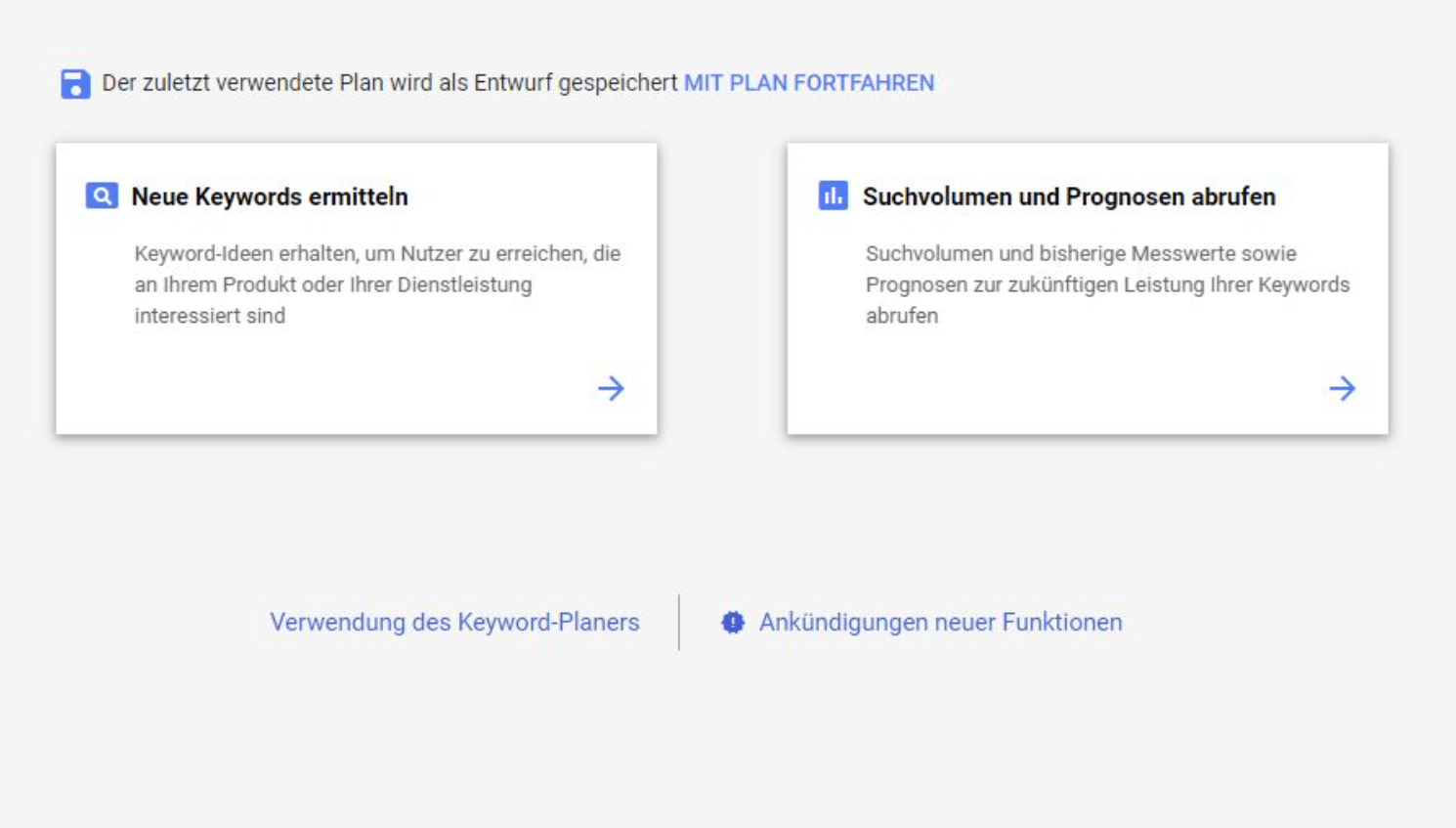 Google Keyword Planner - Anleitung Schritt 1