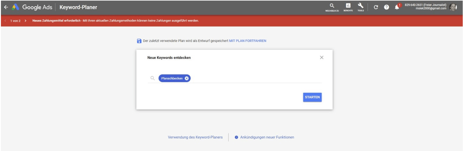 Google Keyword Planner - Anleitung Schritt 4