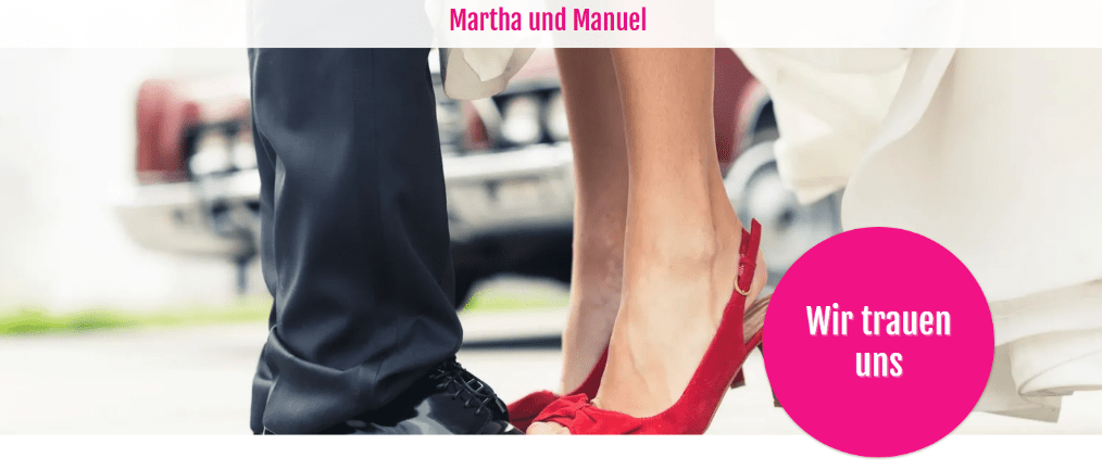 Hochzeitshomepage erstellen GoDaddy Beispieltemplate 1