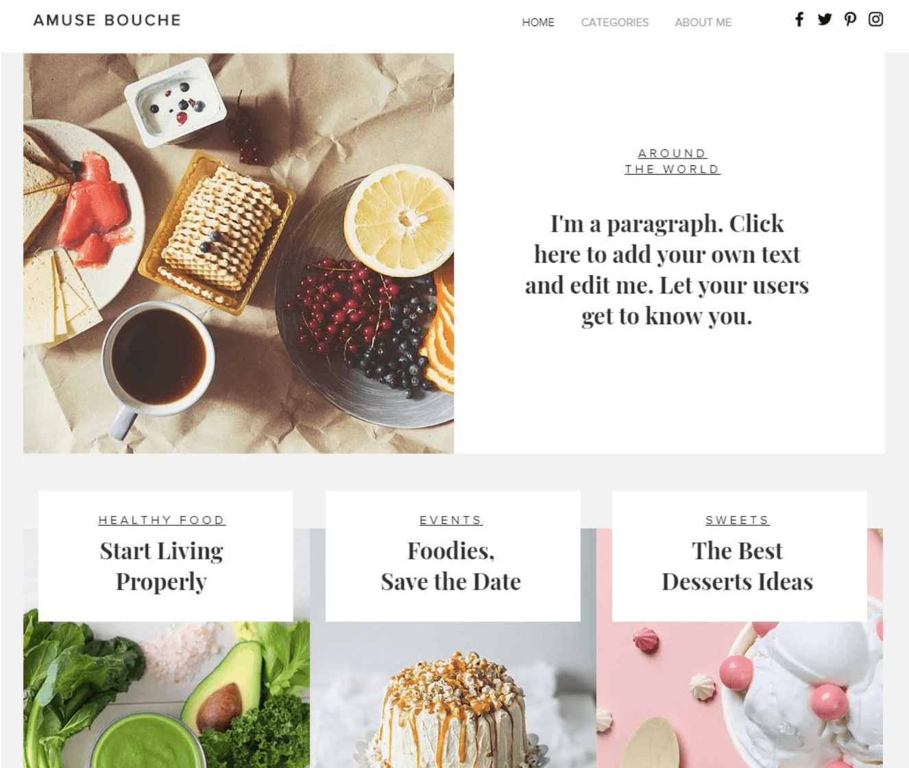 Food-Blog Beispieltemplate Nr 1 Wix