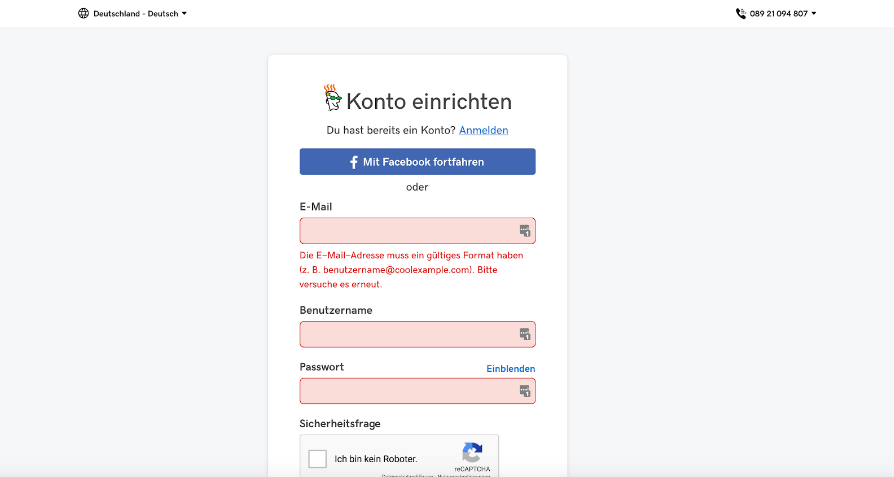 Website mit Online-Shop erstellen GoDaddy Schritt 1: Konto einrichten