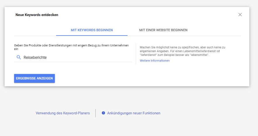 Blog erstellen - Keyword Vorschläge erstellen lassen