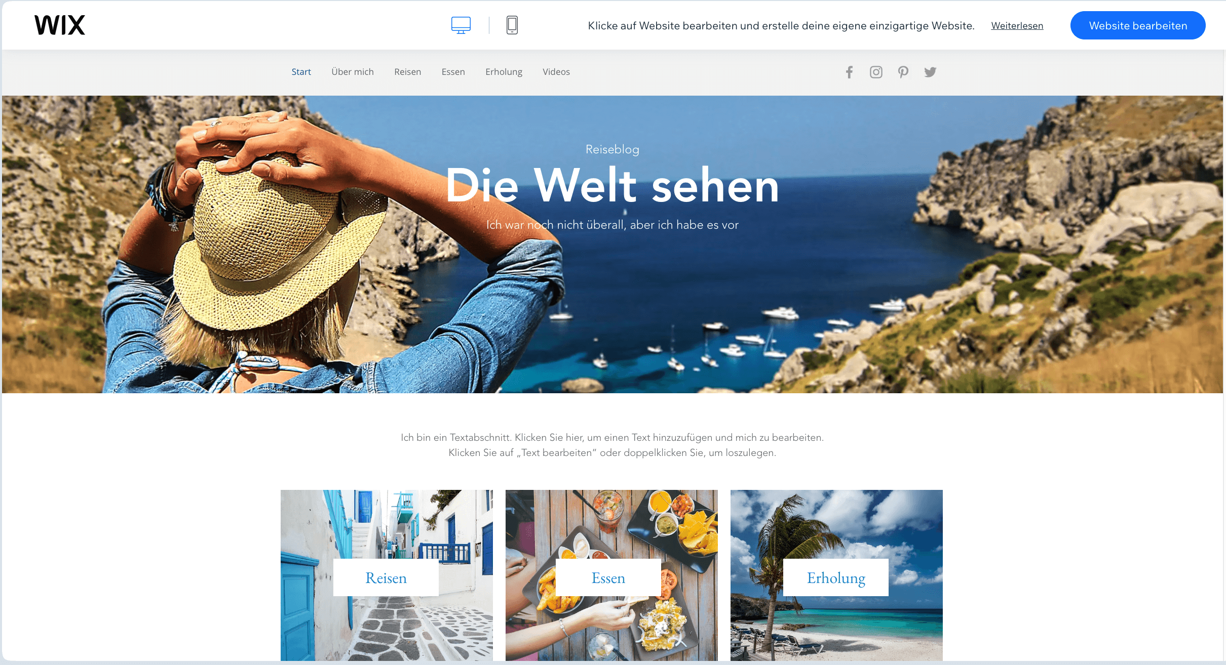 Reiseblog Wix