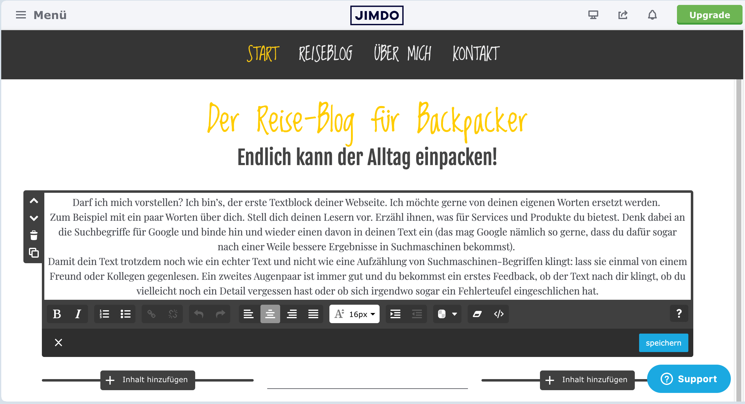 Jimdo Platzhaltertexte austauschen
