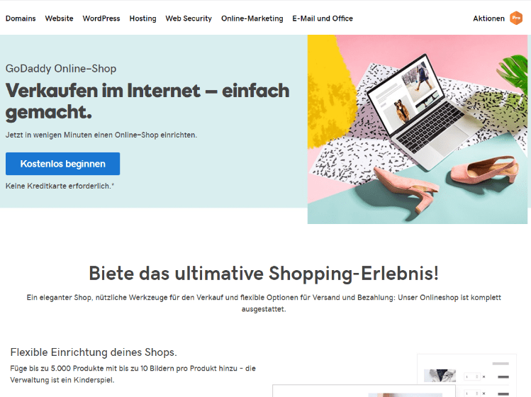 Website mit Online-Shop erstellen GoDaddy Schritt 1: Kostenlos beginnen