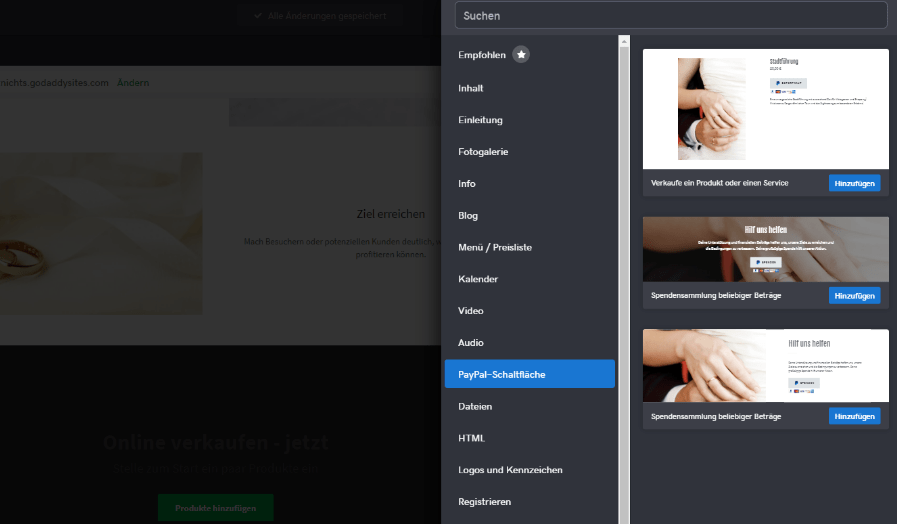 Website mit Online-Shop erstellen GoDaddy Schritt 7