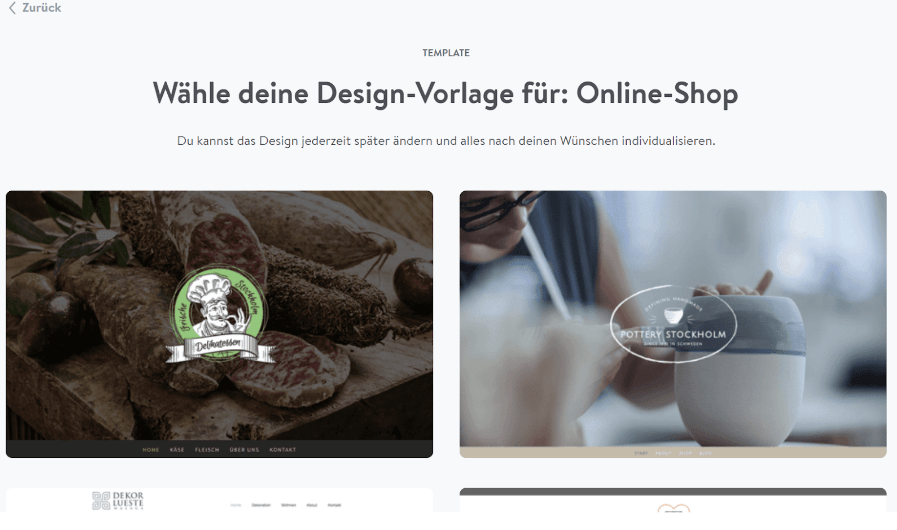 Website mit Online-Shop erstellen Jimdo Schritt 4: Design auswählen