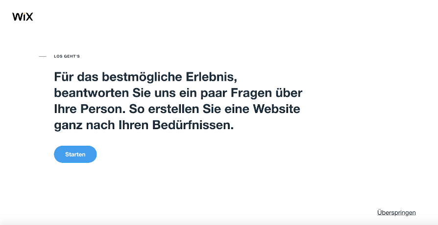 Website mit Online-Shop erstellen Wix Schritt 1: Registrierung abschließen