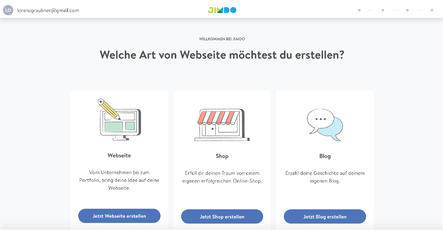 Website mit Online-Shop erstellen Jimdo Schritt 2: Shop auswählen