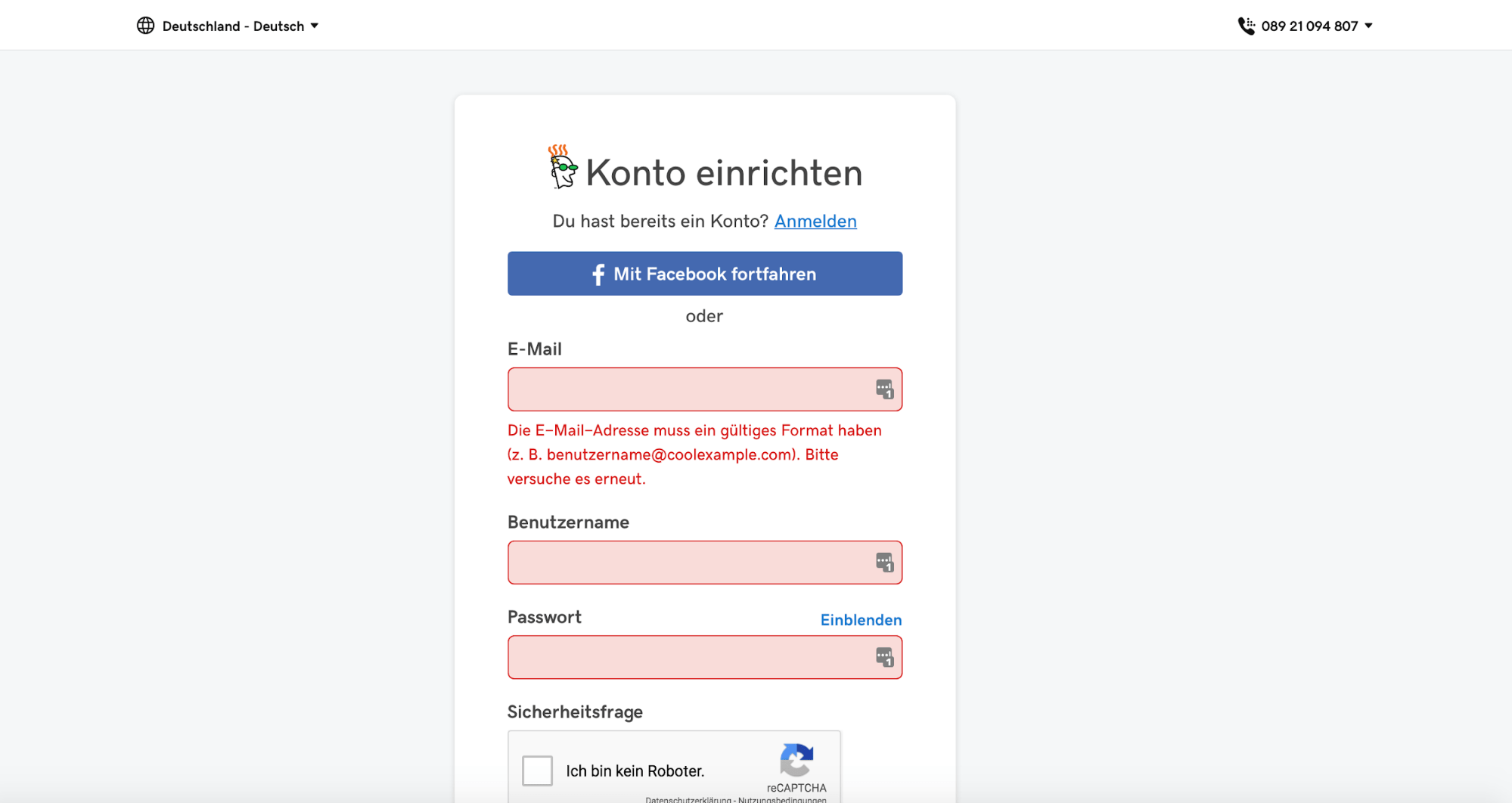 Kostenlose Website erstellen mit GoDaddy - Schritt 1.2: Registrieren