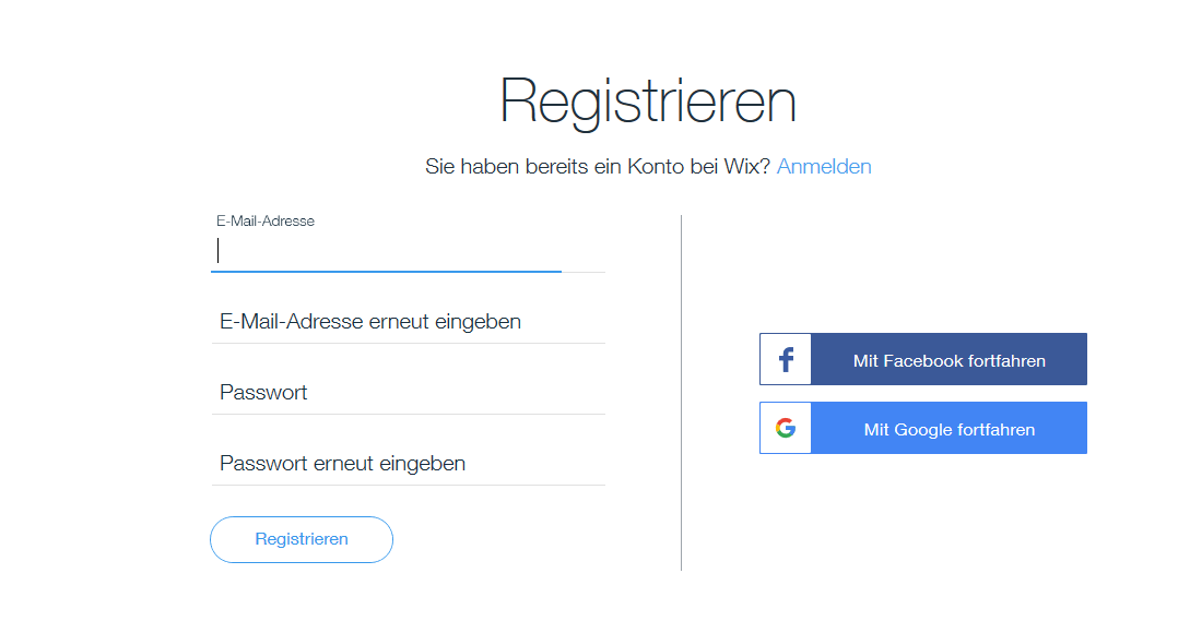 Kostenlose Website erstellen mit Wix - Schritt 1.1: Registrieren