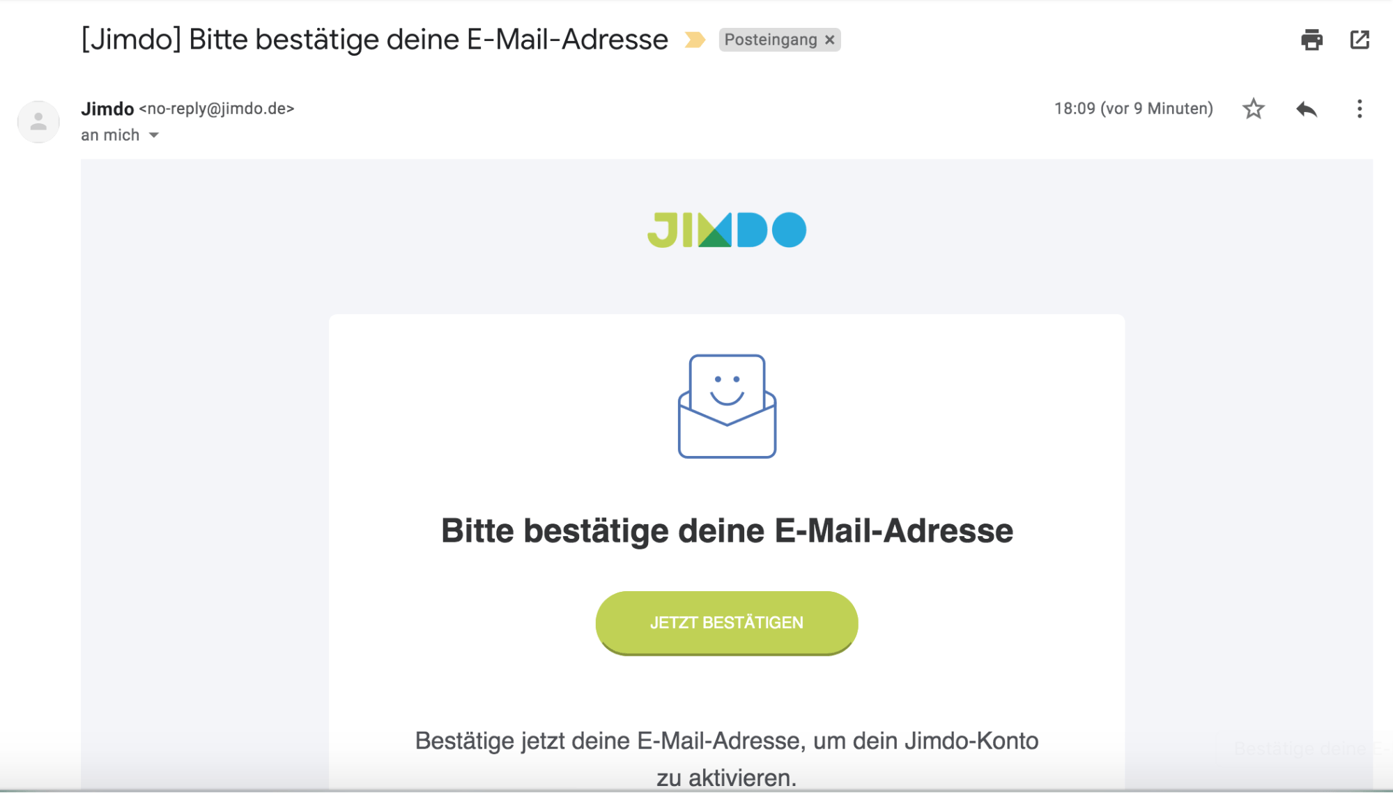 Kostenlose Website erstellen mit Jimdo - Schritt 1.2: E-Mail bestätigen