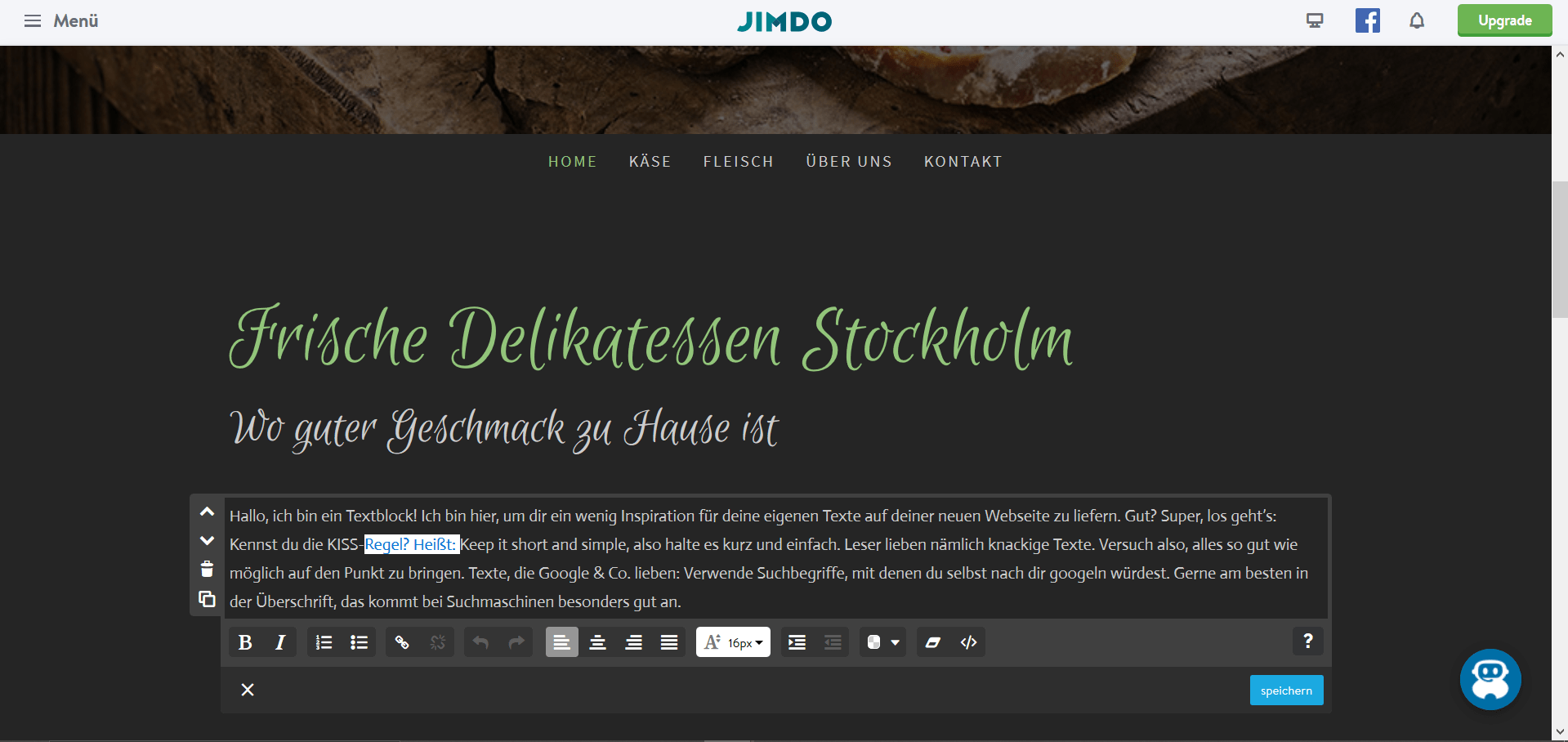 Jimdo Website Baukasten Test: Schritt 5.1