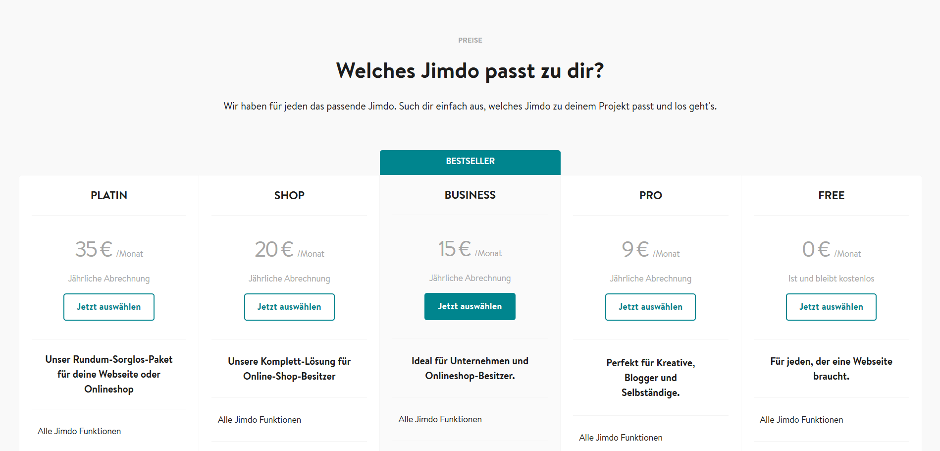 Jimdo Website Baukasten Test: Schritt 3.2