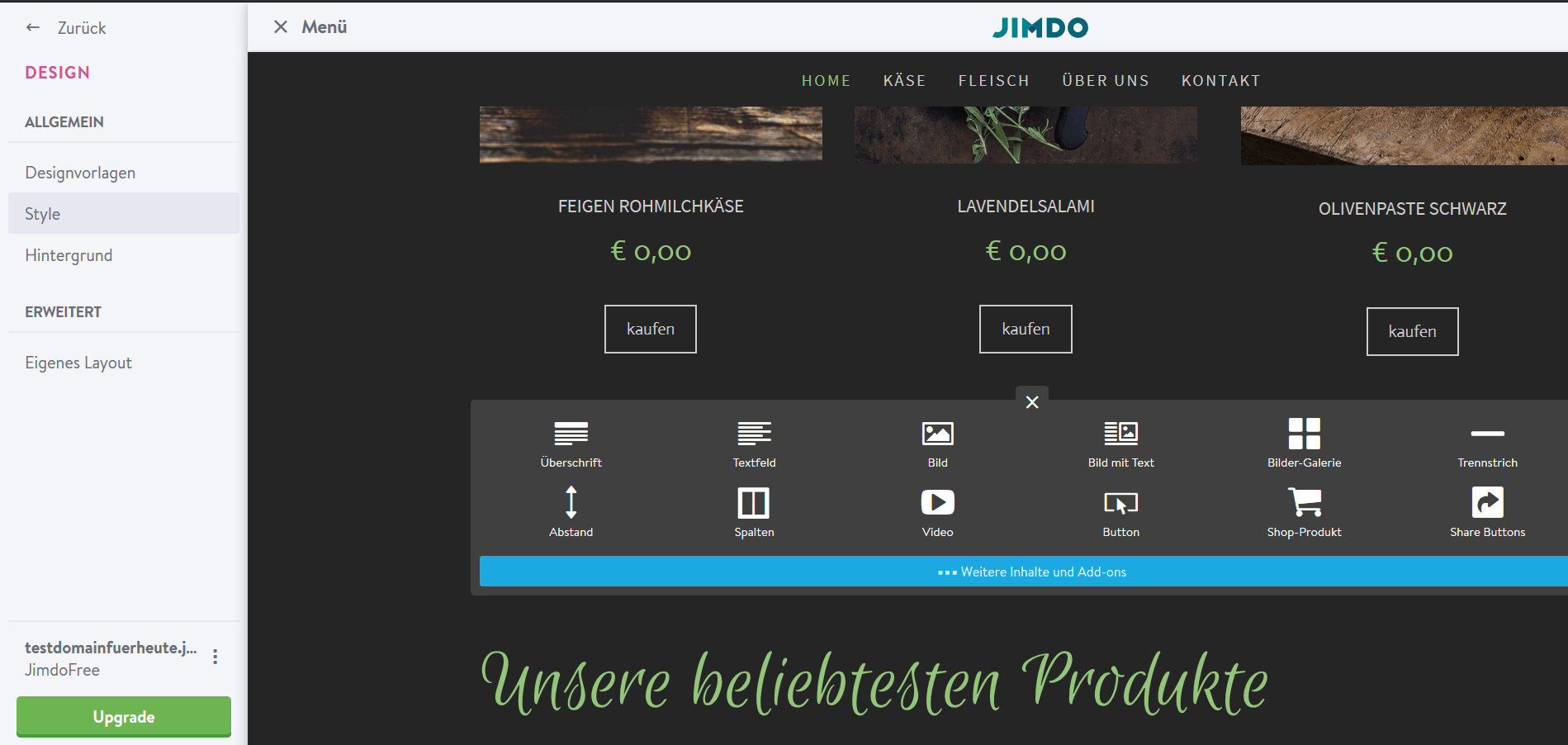 Jimdo Website Baukasten Test: Schritt 6.2