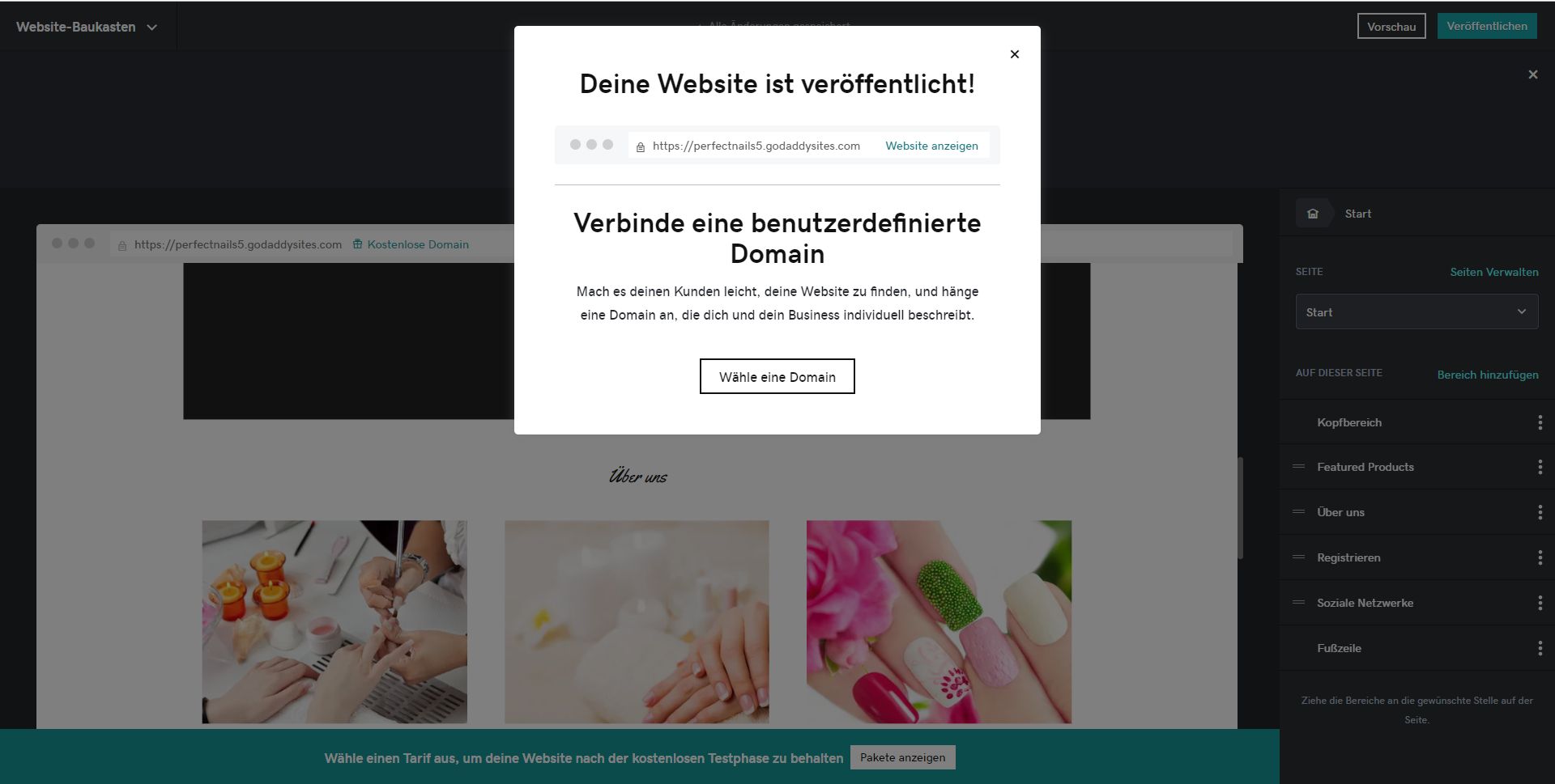 "GoDaddy" Website Builder (Test): Website erstellen Schritt 7