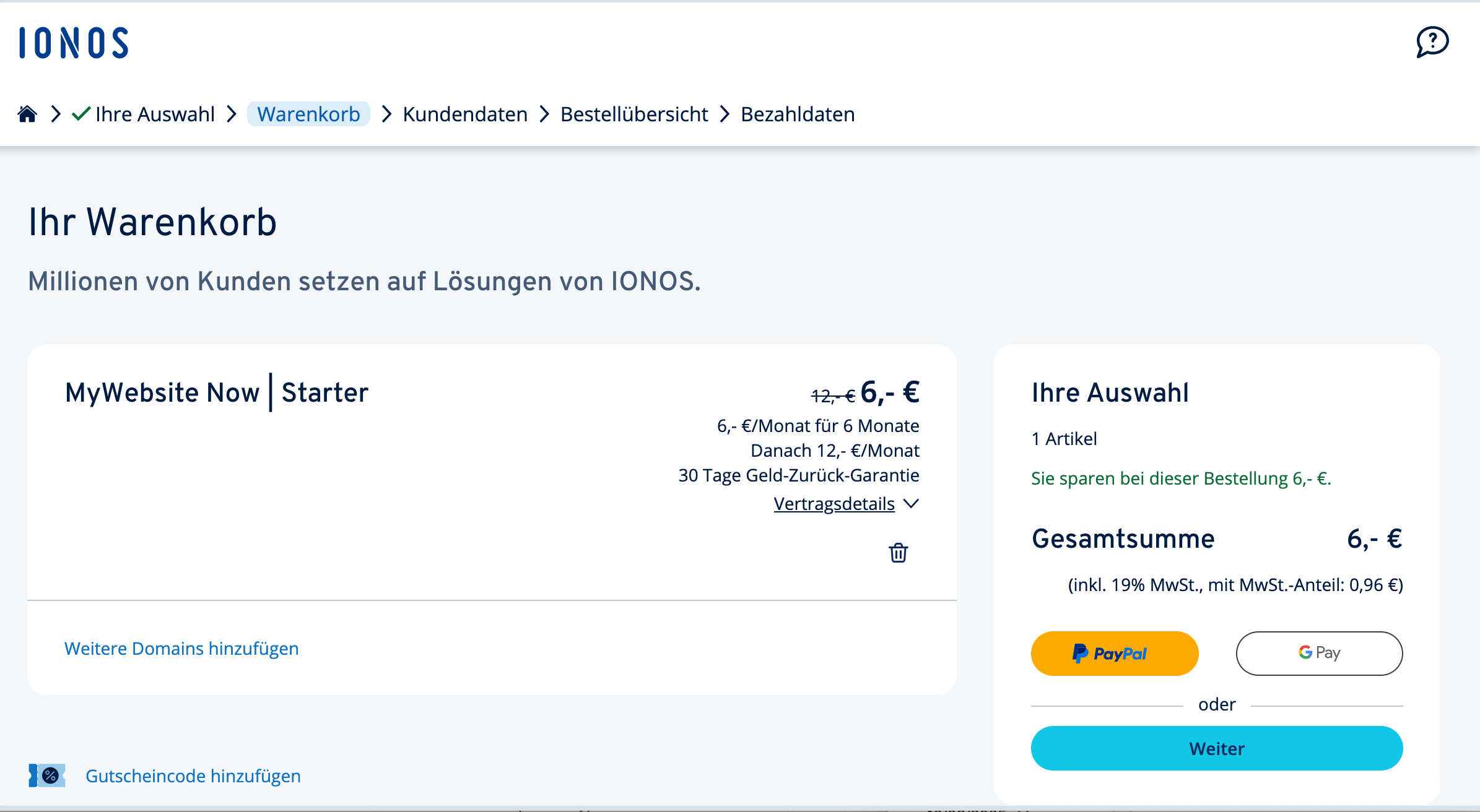 IONOS Check-out