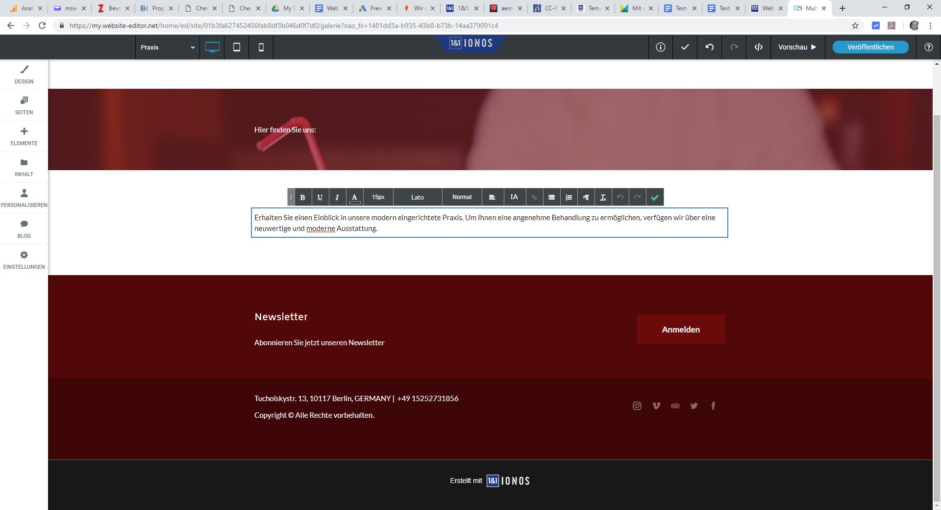 "1&1 MyWebsite" Baukasten (Test): Website erstellen mit 1&1 Schritt 7