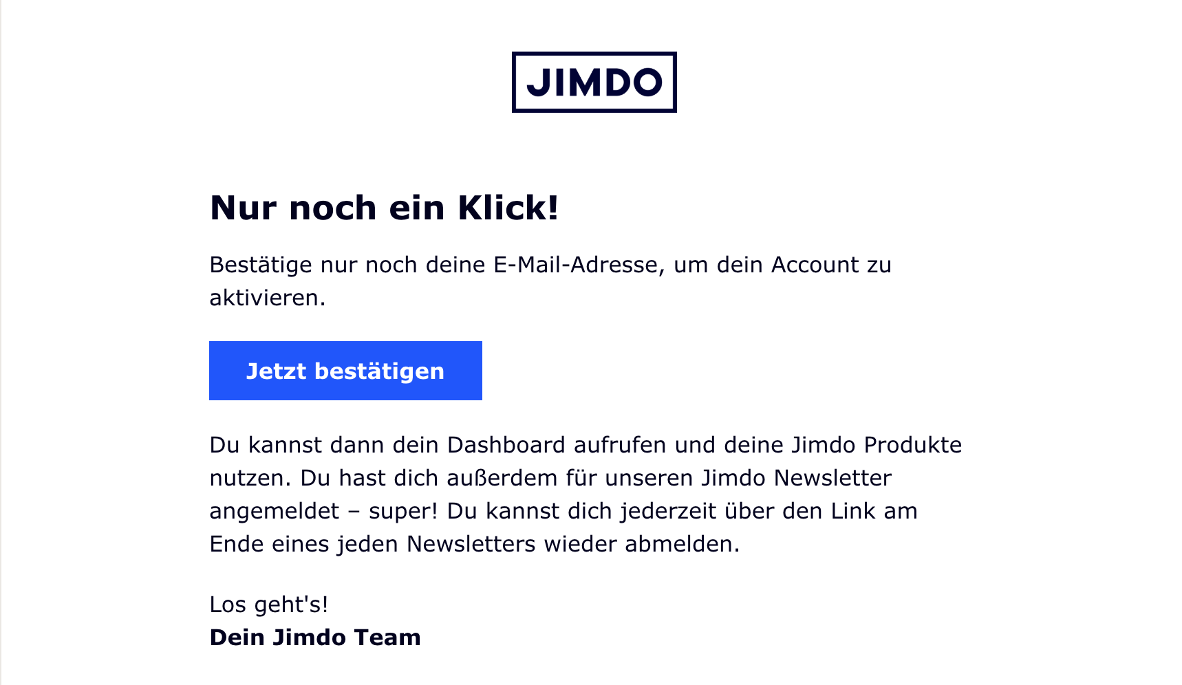 Jimdo Email bestätigen