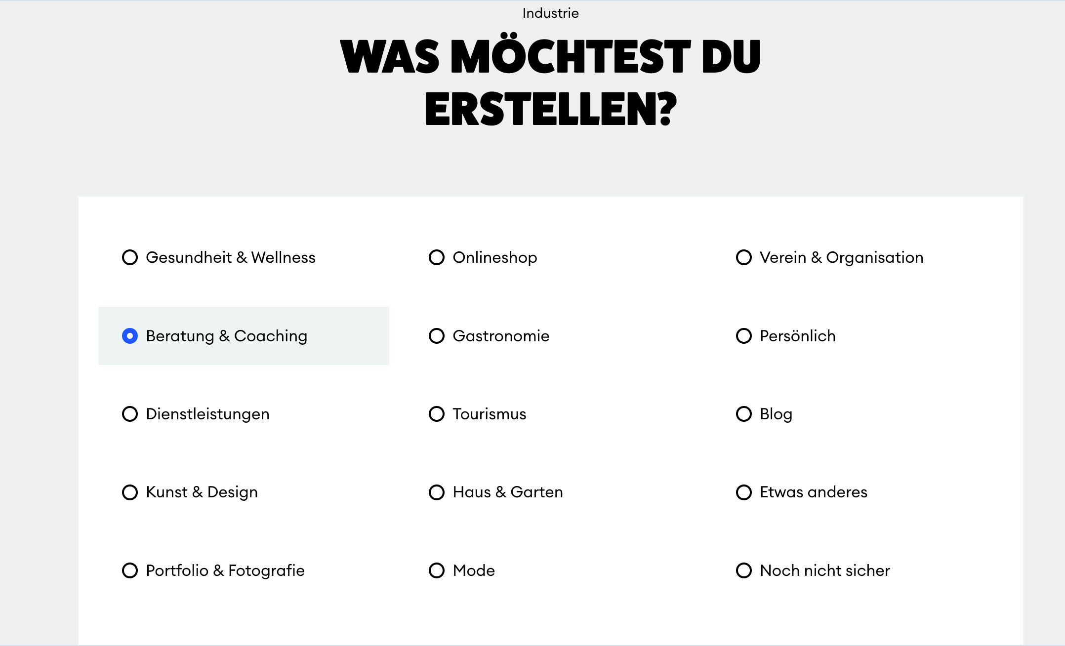 Jimdo Website Baukasten, es stehen zwei Versionen zur Auswahl