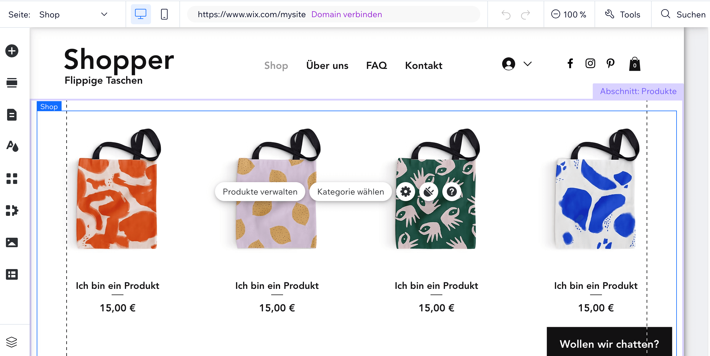 Wix Onlineshop Produkte ändern