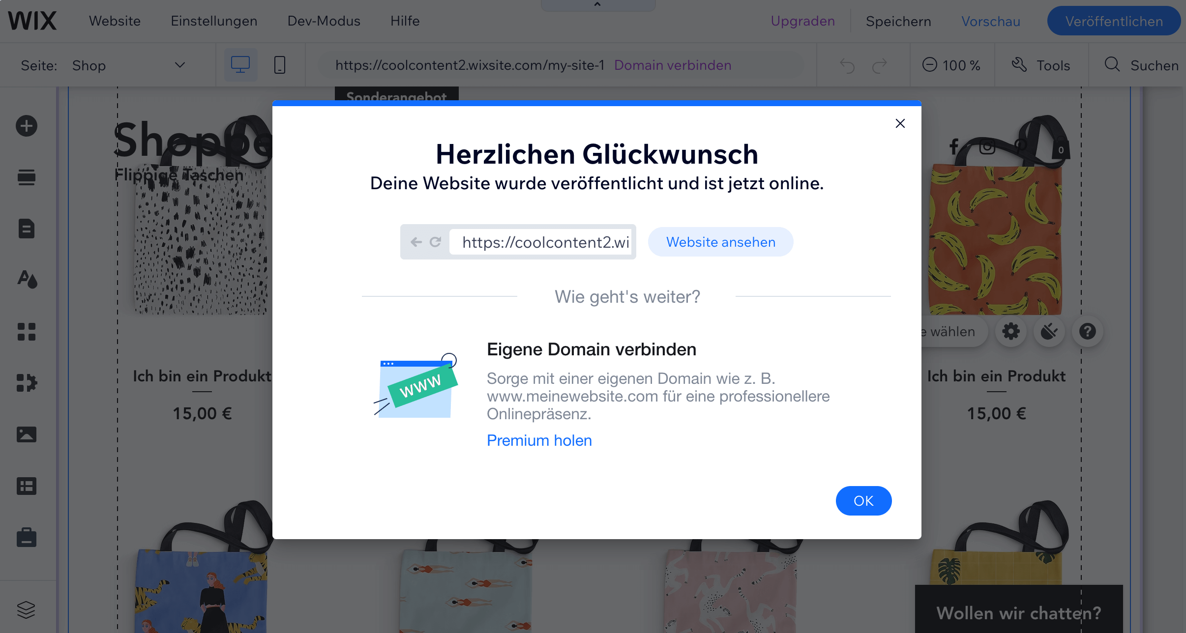 Website veröffentlichen auf Wix