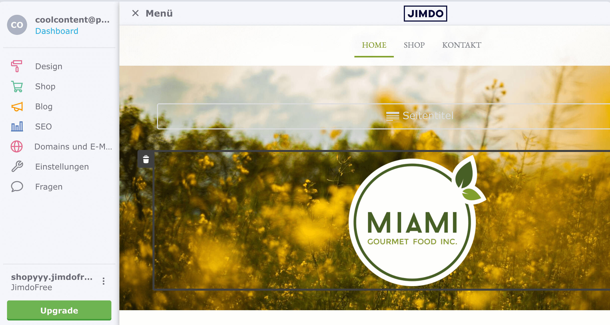 Jimdo Onlineshop Navigation