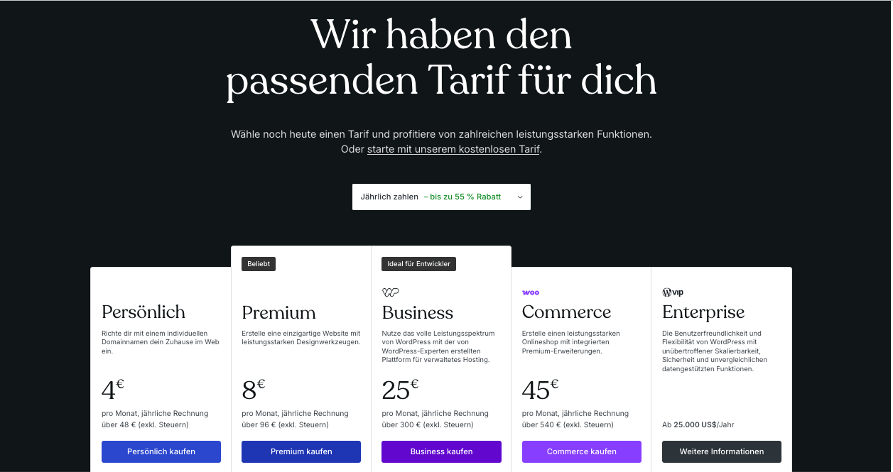 Wordpress Preise