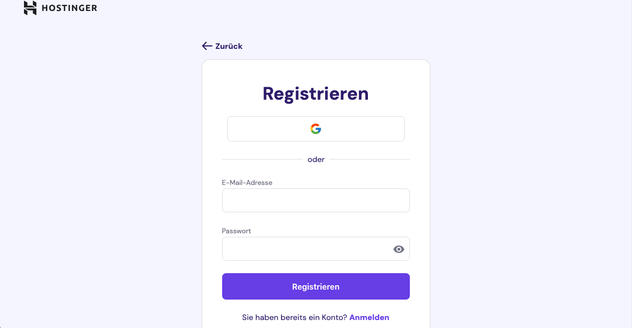 Hostinger Registrierung