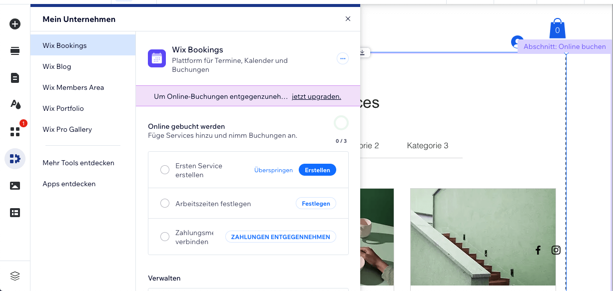 Wix Buchungsformular
