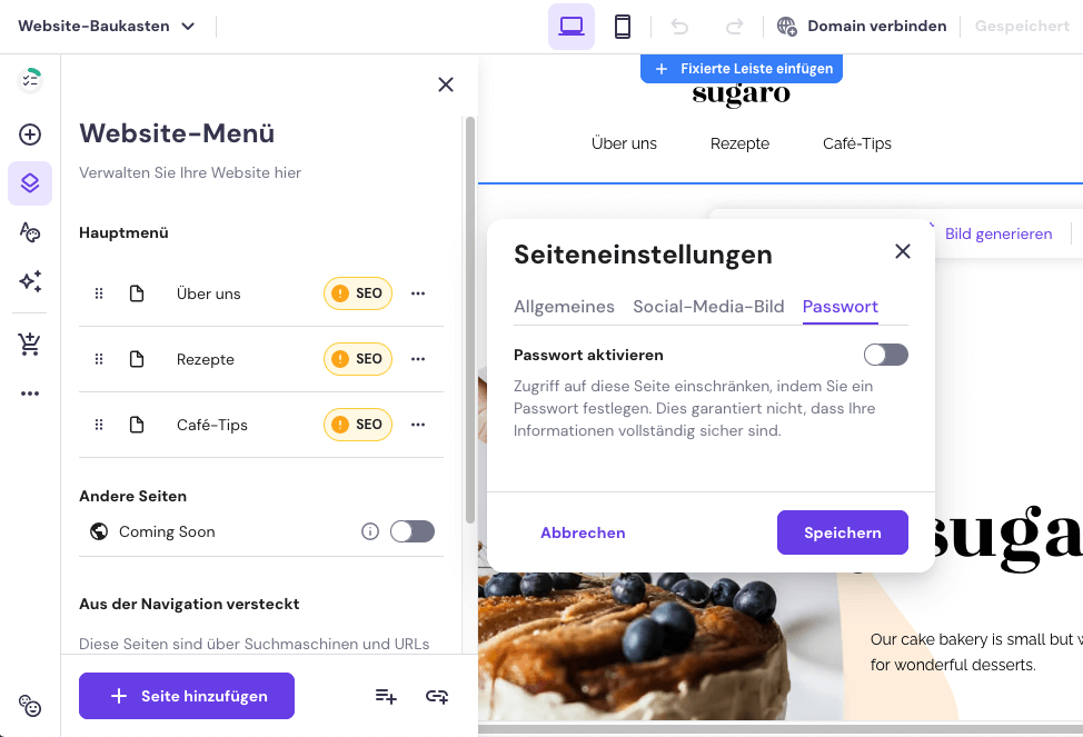 Passwortgeschützter bereich hostinger