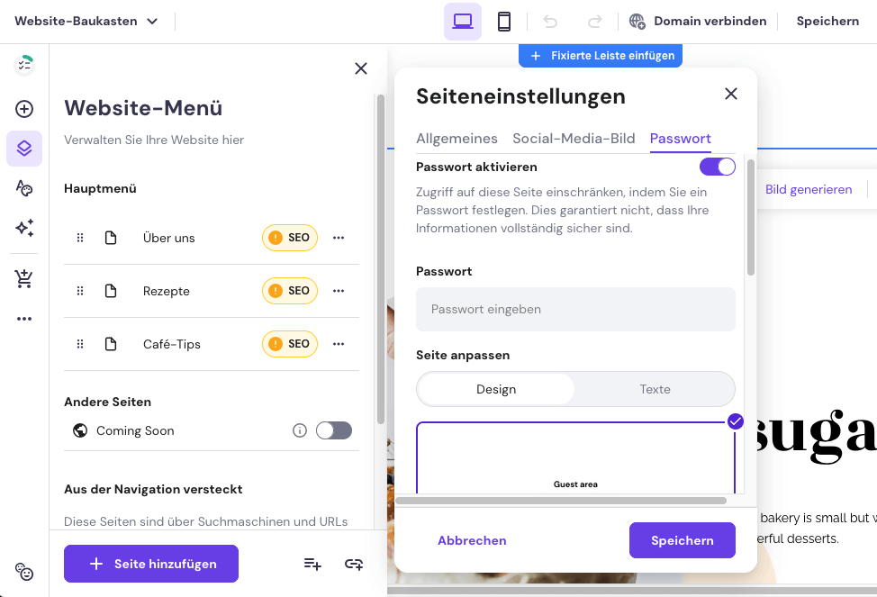Passwortgeschützter bereich hostinger