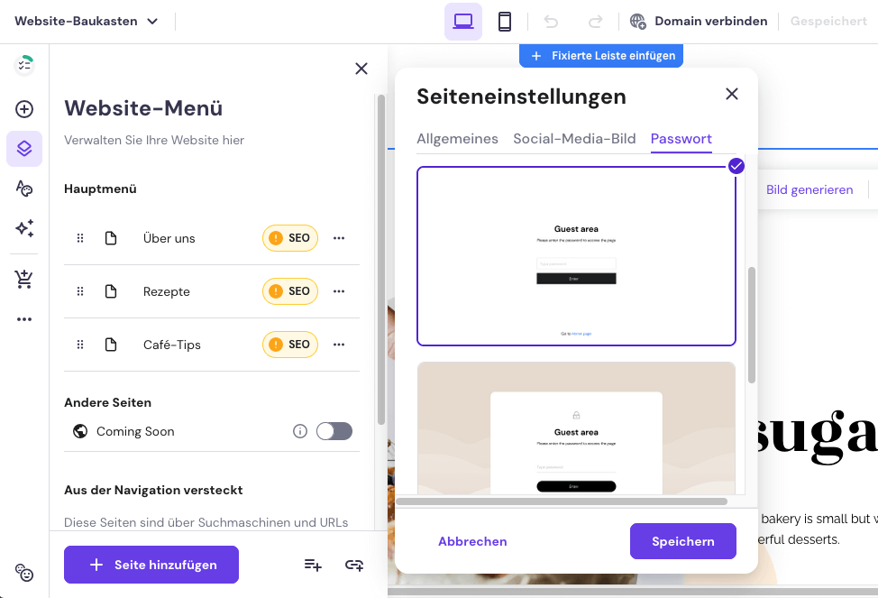 Passwortgeschützter bereich hostinger